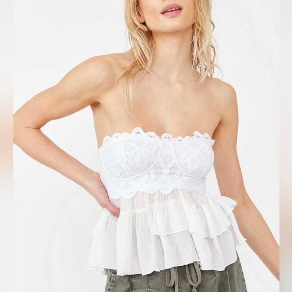 Free People White Strapless Top